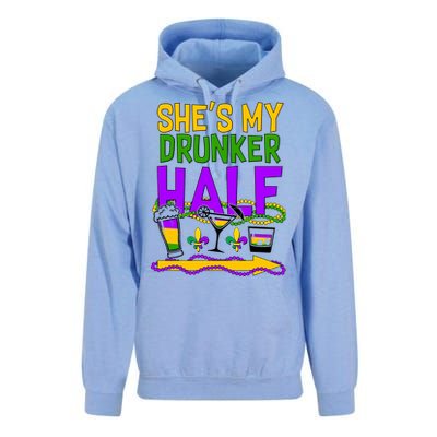 Mardi Gras She's My Drunker Half Unisex Surf Hoodie