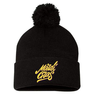 Mardi Gras Simple Style Pom Pom 12in Knit Beanie