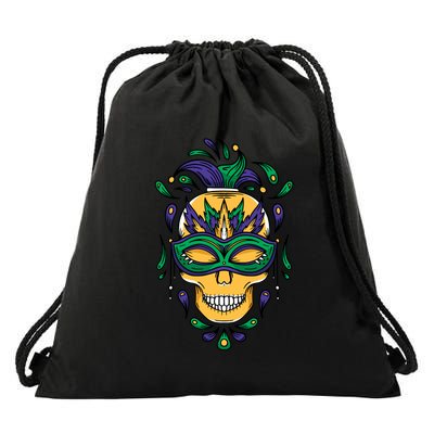 Mardi Gras Skull Mask  Drawstring Bag