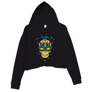 Mardi Gras Skull Mask  Crop Fleece Hoodie