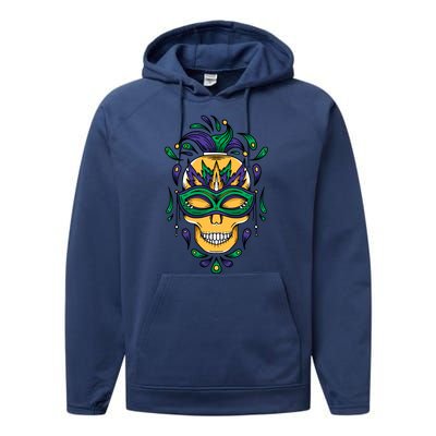 Mardi Gras Skull Mask  Performance Fleece Hoodie