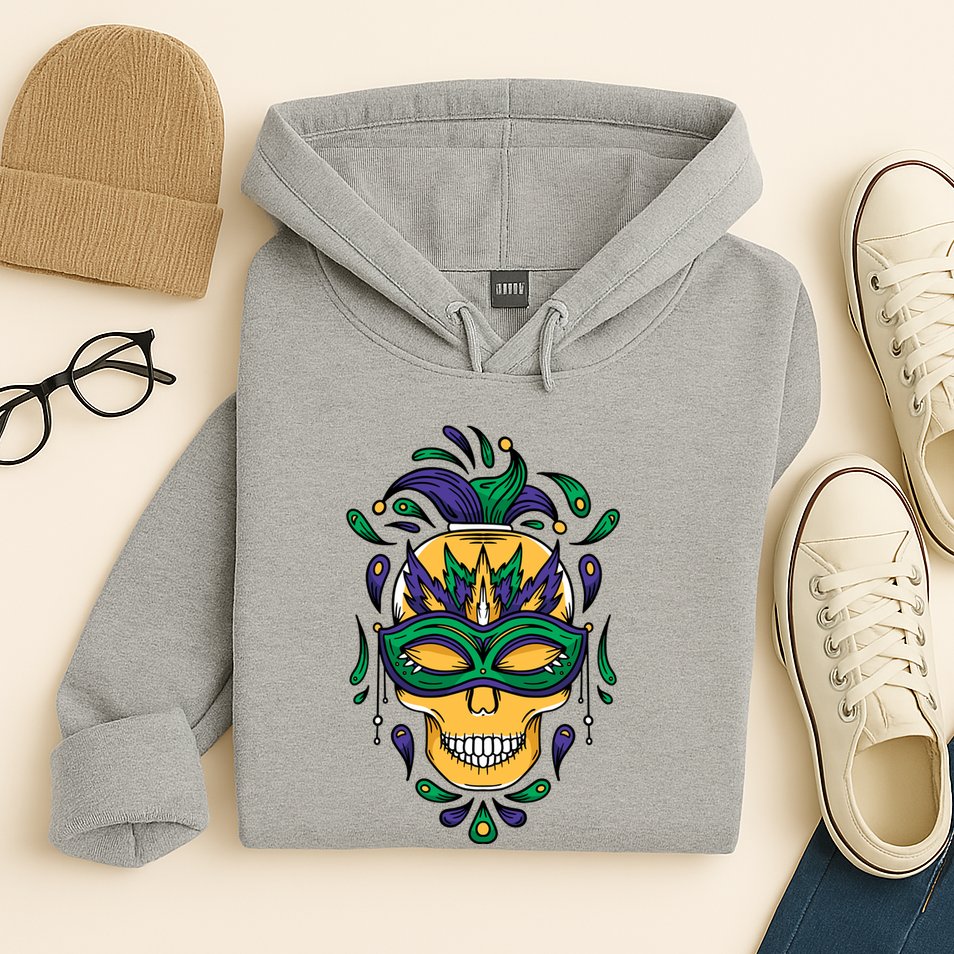 Mardi Gras Skull Mask  Hoodie