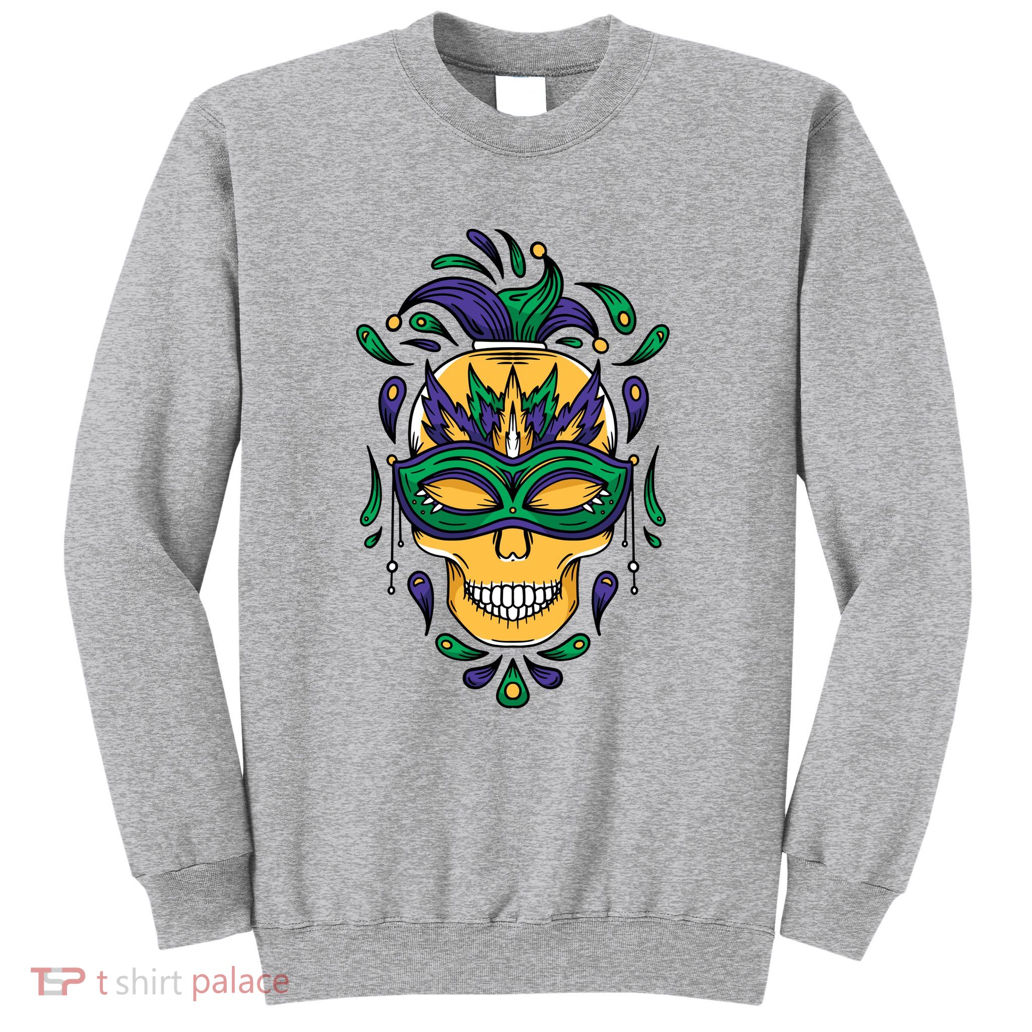 Mardi Gras Skull Mask  Sweatshirt