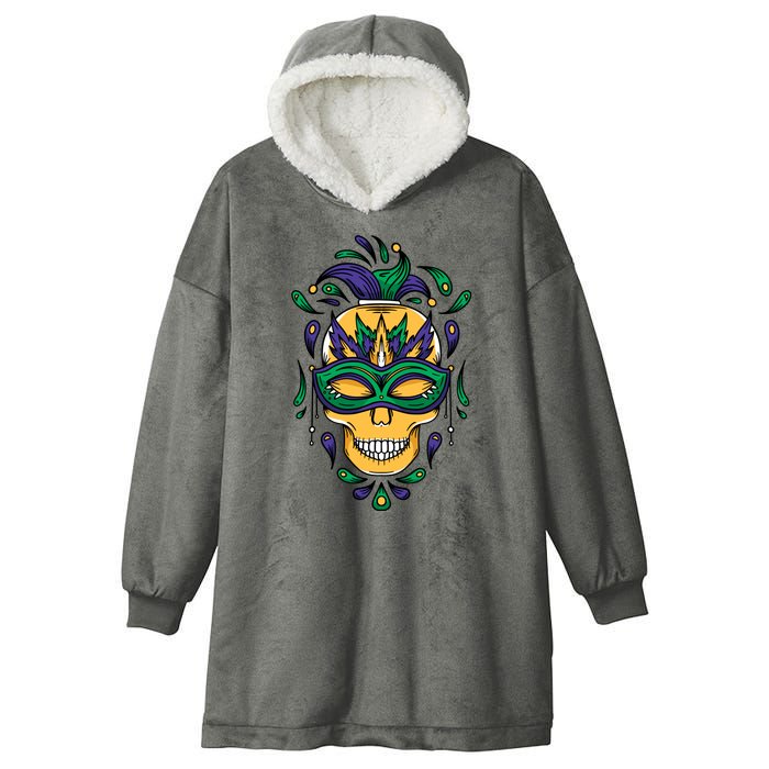 Mardi Gras Skull Mask  Hooded Wearable Blanket