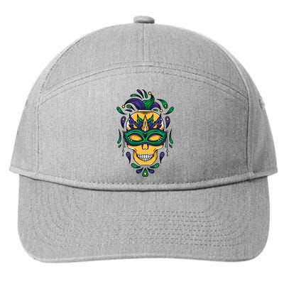 Mardi Gras Skull Mask  7-Panel Snapback Hat