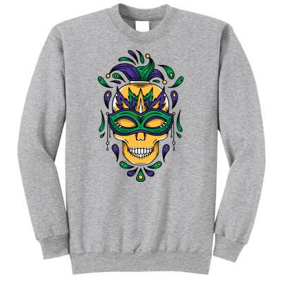 Mardi Gras Skull Mask  Tall Sweatshirt