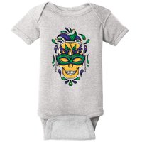 Mardi Gras Skull Mask  Baby Bodysuit