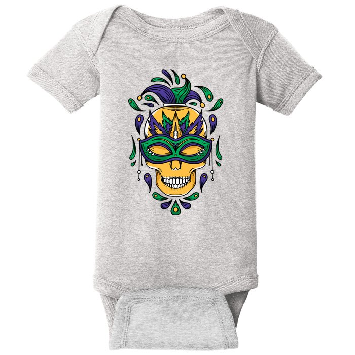 Mardi Gras Skull Mask  Baby Bodysuit