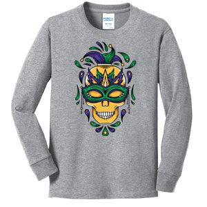 Mardi Gras Skull Mask  Kids Long Sleeve Shirt