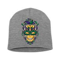 Mardi Gras Skull Mask  Short Acrylic Beanie