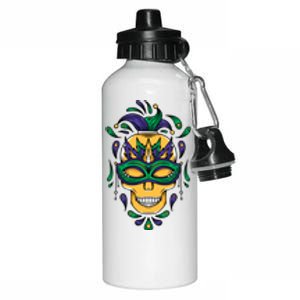 Mardi Gras Skull Mask  Aluminum Water Bottle