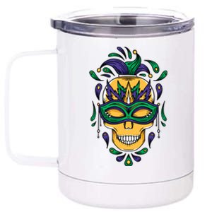 Mardi Gras Skull Mask  12 oz Stainless Steel Tumbler Cup