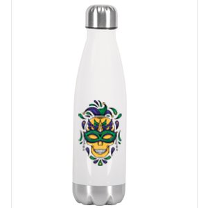 Mardi Gras Skull Mask  Stainless Steel Insulated Water Bottle