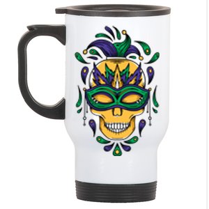 Mardi Gras Skull Mask  Stainless Steel Travel Mug