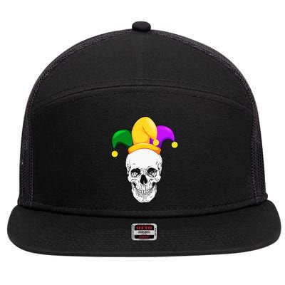 Mardi Gras Skull Parade Jester 7 Panel Mesh Trucker Snapback Hat