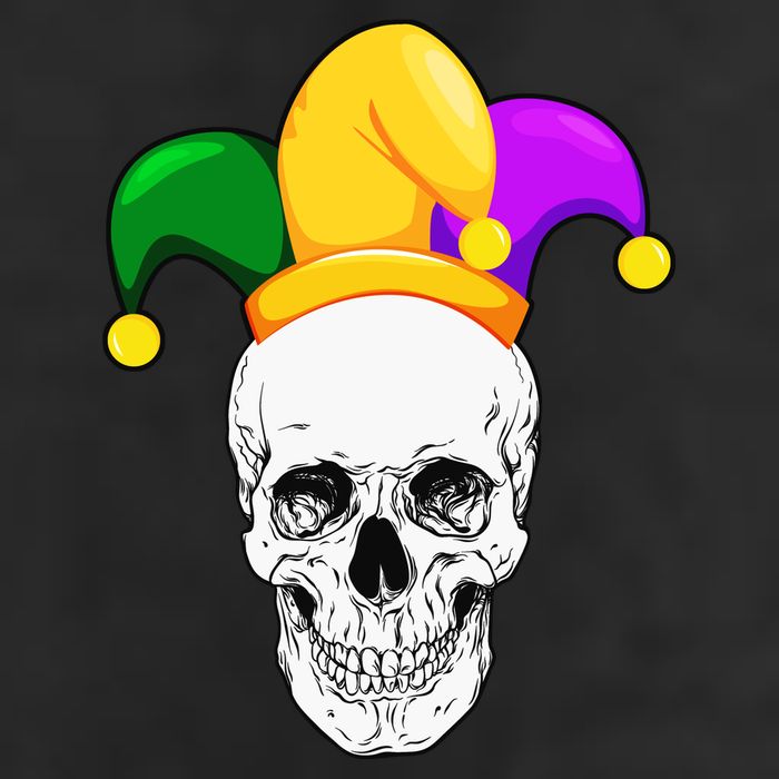 Mardi Gras Skull Parade Jester 7 Panel Mesh Trucker Snapback Hat