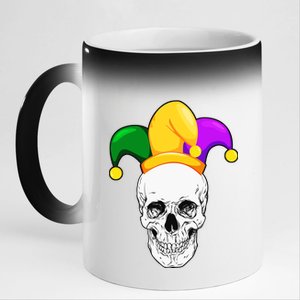 Mardi Gras Skull Parade Jester 11oz Black Color Changing Mug