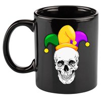 Mardi Gras Skull Parade Jester 11oz C Handle Ceramic Mug