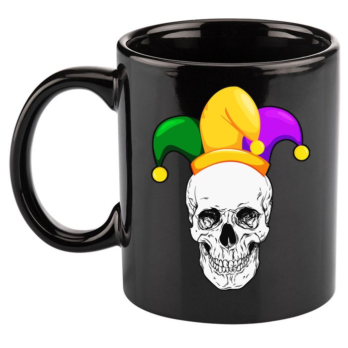 Mardi Gras Skull Parade Jester 11oz C Handle Ceramic Mug