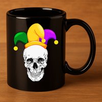 Mardi Gras Skull Parade Jester 11oz C Handle Ceramic Mug