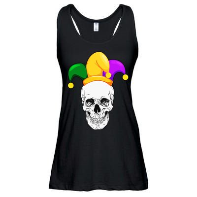 Mardi Gras Skull Parade Jester Ladies Essential Flowy Tank