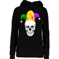 Mardi Gras Skull Parade Jester Womens Funnel Neck Pullover Hood