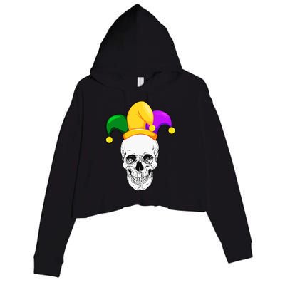 Mardi Gras Skull Parade Jester Crop Fleece Hoodie