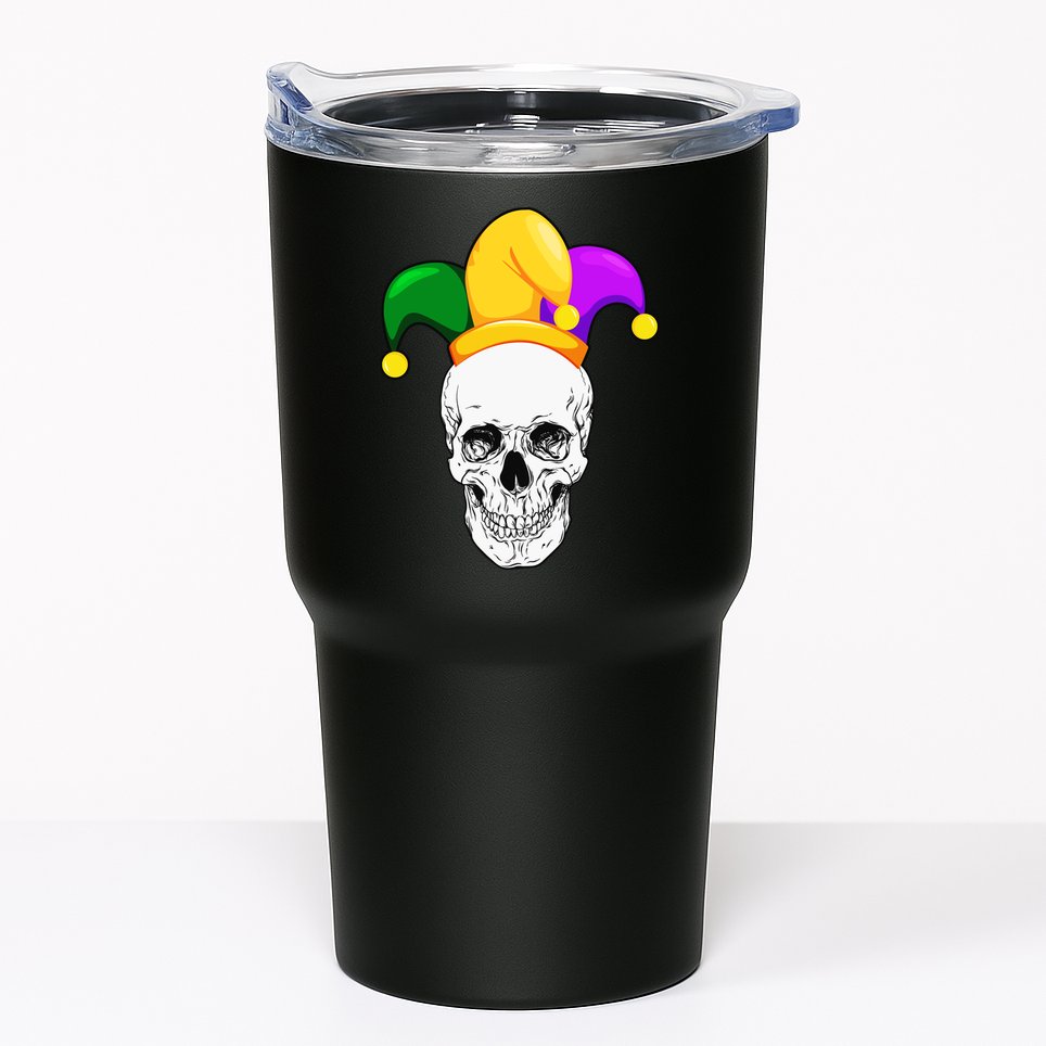 Mardi Gras Skull Parade Jester Tumbler
