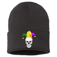 Mardi Gras Skull Parade Jester Sustainable Knit Beanie