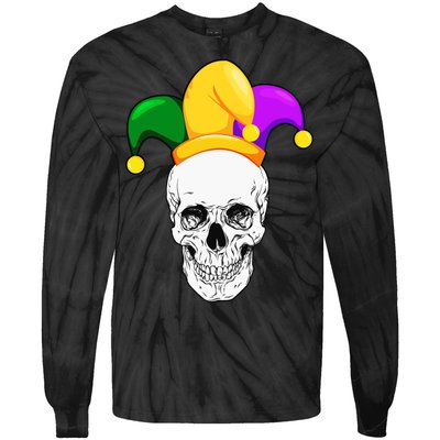 Mardi Gras Skull Parade Jester Tie-Dye Long Sleeve Shirt