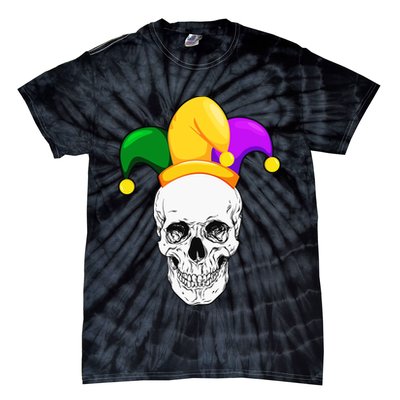 Mardi Gras Skull Parade Jester Tie-Dye T-Shirt