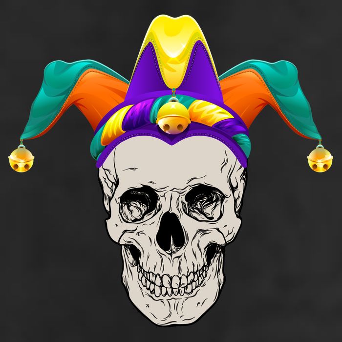 Mardi Gras Skull Party Hard 7 Panel Mesh Trucker Snapback Hat