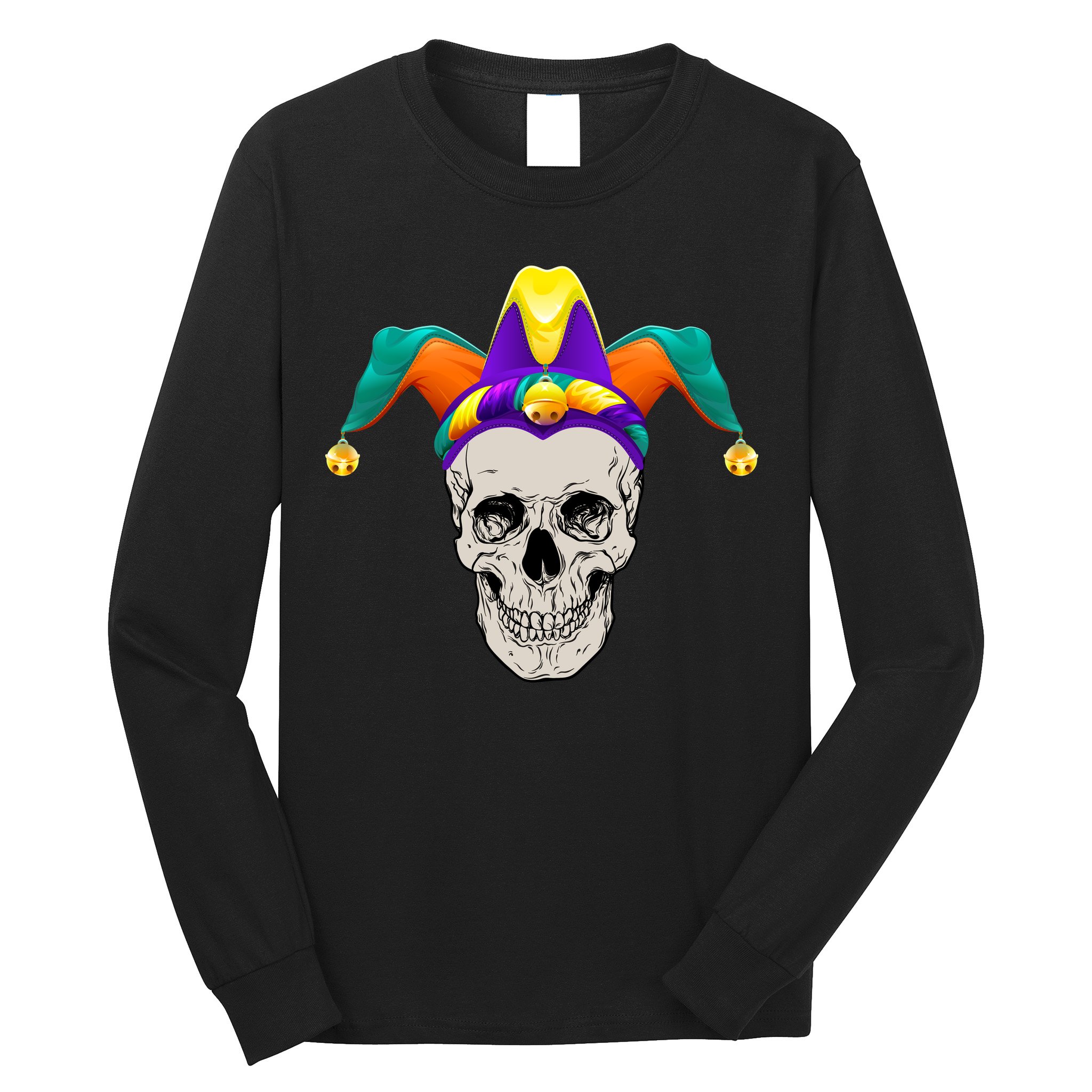 Mardi Gras Skull Party Hard Long Sleeve Shirt