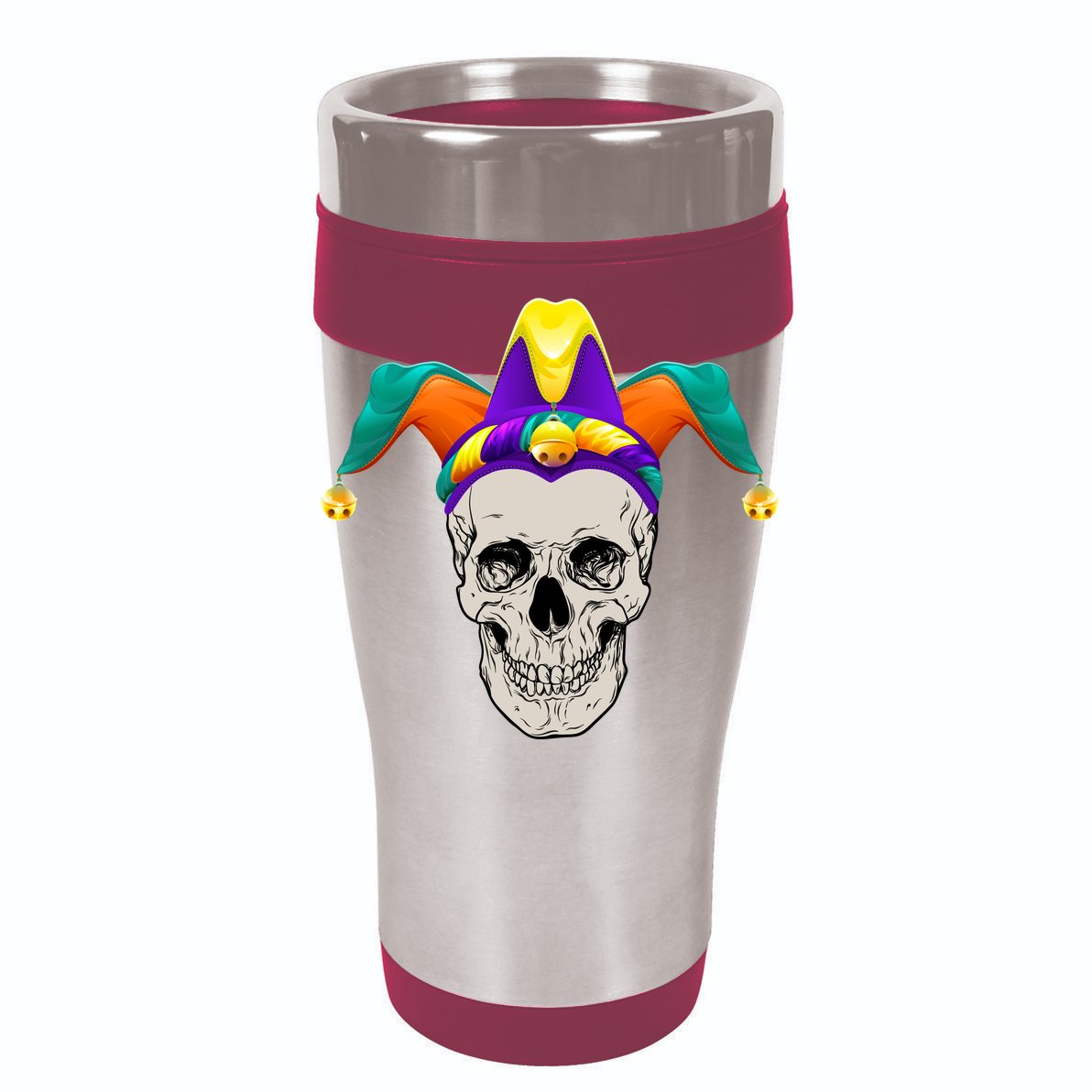 Mardi Gras Skull Party Hard Womens T-Shirt