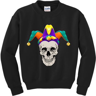Mardi Gras Skull Party Hard Kids Sweatshirt