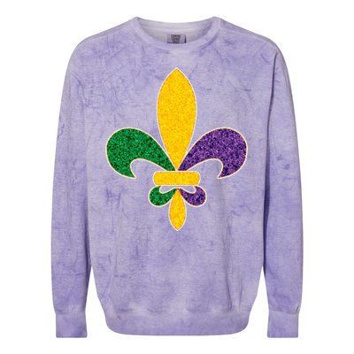 Mardi Gras Sparkle Fleur De Lis Colorblast Crewneck Sweatshirt