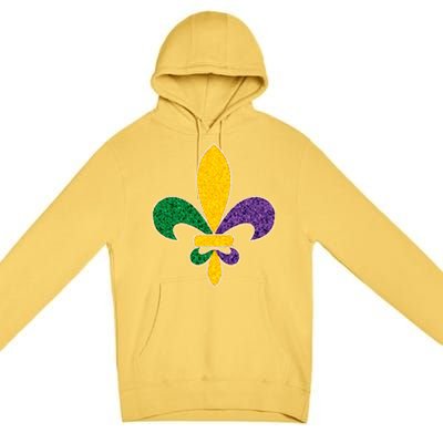 Mardi Gras Sparkle Fleur De Lis Premium Pullover Hoodie