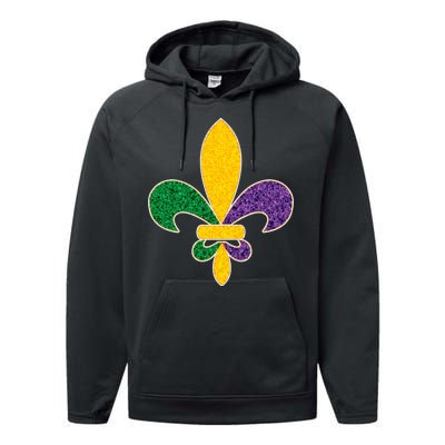 Mardi Gras Sparkle Fleur De Lis Performance Fleece Hoodie