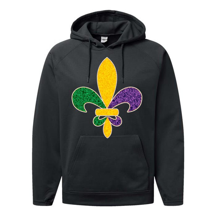 Mardi Gras Sparkle Fleur De Lis Performance Fleece Hoodie