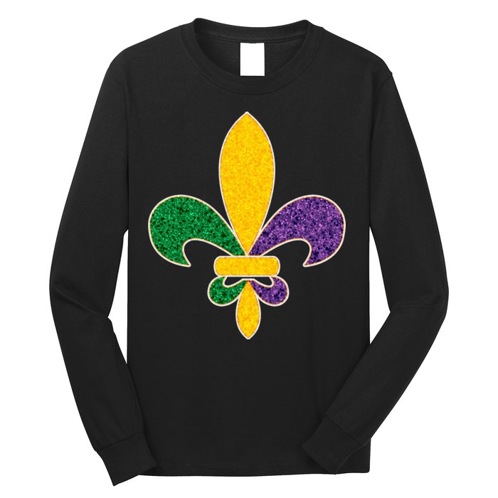 Mardi Gras Sparkle Fleur De Lis Long Sleeve Shirt