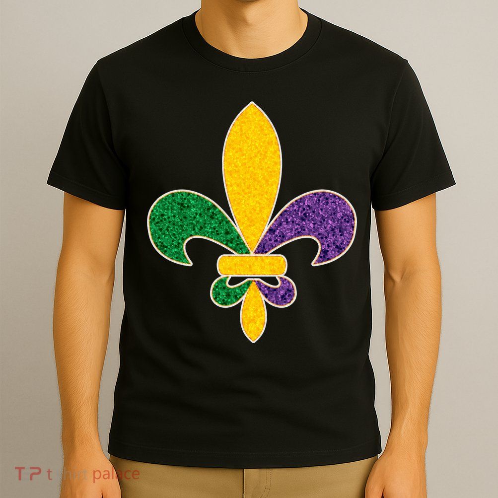 Mardi Gras Sparkle Fleur De Lis T-Shirt
