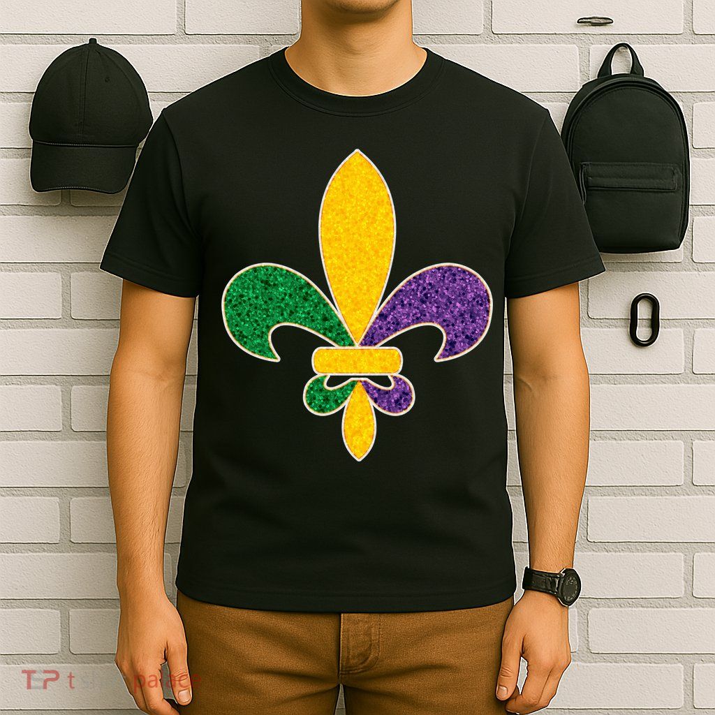 Mardi Gras Sparkle Fleur De Lis T-Shirt
