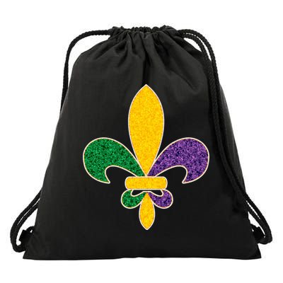 Mardi Gras Sparkle Fleur De Lis Drawstring Bag
