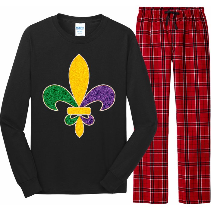 Mardi Gras Sparkle Fleur De Lis Long Sleeve Pajama Set