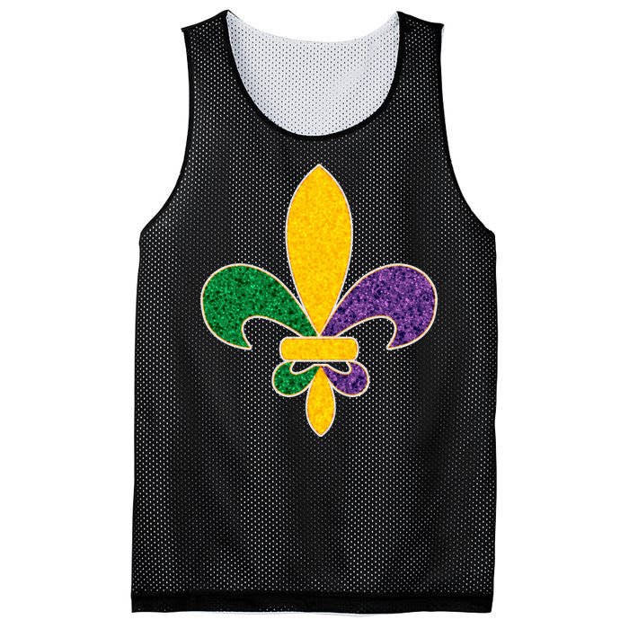 Mardi Gras Sparkle Fleur De Lis Mesh Reversible Basketball Jersey Tank