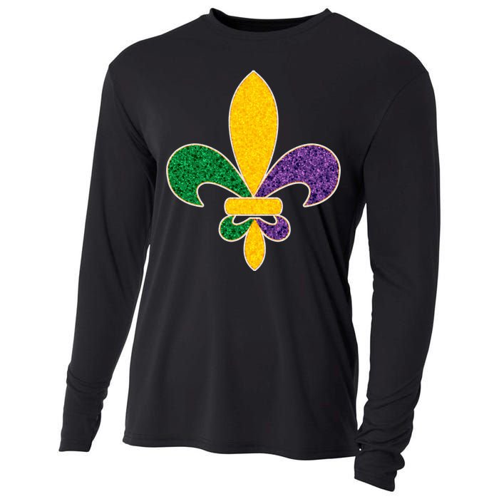 Mardi Gras Sparkle Fleur De Lis Cooling Performance Long Sleeve Crew