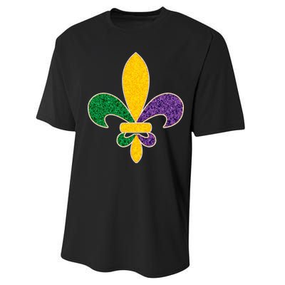 Mardi Gras Sparkle Fleur De Lis Performance Sprint T-Shirt