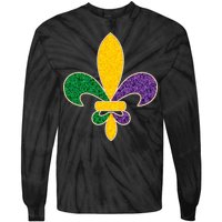 Mardi Gras Sparkle Fleur De Lis Tie-Dye Long Sleeve Shirt