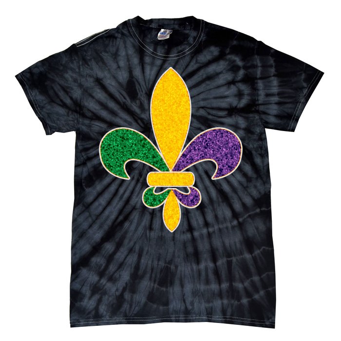 Mardi Gras Sparkle Fleur De Lis Tie-Dye T-Shirt