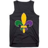 Mardi Gras Sparkle Fleur De Lis Tank Top